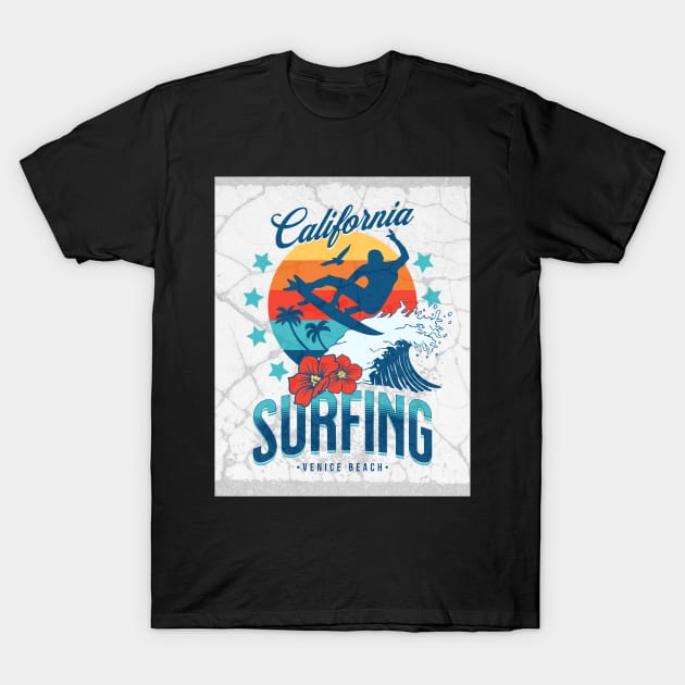 California Surfing - Venice Beach T-Shirt by Oldetimemercan